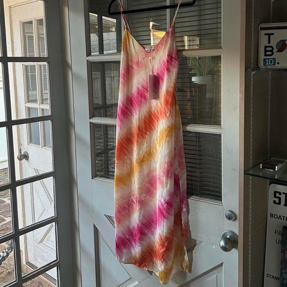 Sunset ALL ABOUT MAY Australian Tie-Dye Silky Slip Maxi Dress size 8